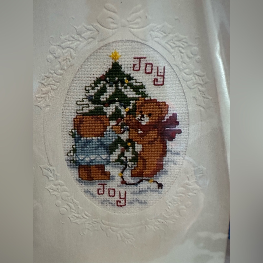 NEW. Vintage Christmas 1988 Titan Cross Stitch Greetings Card Kit 91423 JOY